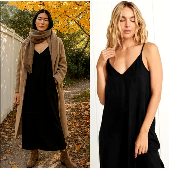 NEW! Jenni Kayne XXL Rio Slipdress $345 Maxi Dress V-neck Flowy Black 14 16 - Picture 1 of 12